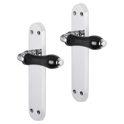 Impresso Petworth deurkruk op schild met schroeven afgerond 225x41x10mm Chroom