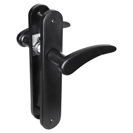 Impresso Philly deurkruk op schild met schroeven afgerond 225x41x10mm blind Zwart