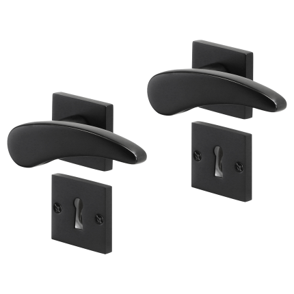 Impresso Phily deurkruk op rozet met schroeven 53x53x9mm Zwart met sleutelrozet