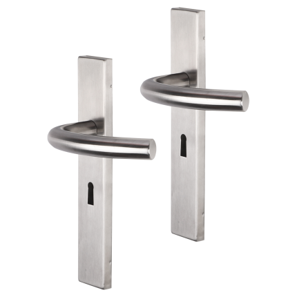 Impresso Preston deurkruk op schild rechthoekig 226x41x10mm BB56 RVS geborsteld