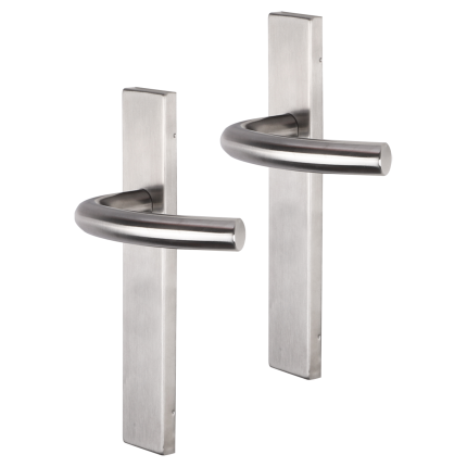 Impresso Preston deurkruk op schild rechthoekig 226x41x10mm RVS geborsteld