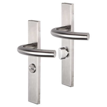 Impresso Preston deurkruk op schild rechthoekig 226x41x10mm WC63/8 RVS geborsteld