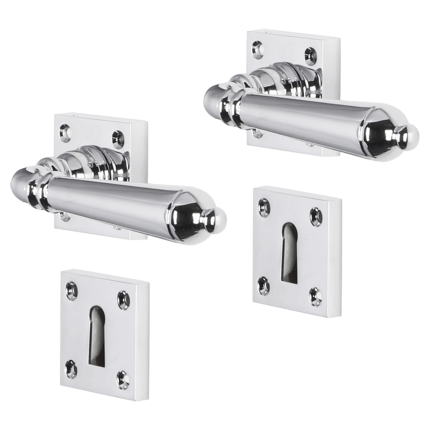 Impresso Queens deurkruk op rozet met schroeven 53x53x9mm Chroom met sleutelrozet