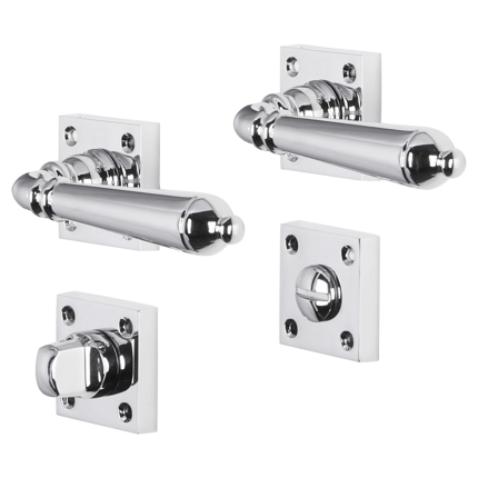 Impresso Queens deurkruk op rozet met schroeven 53x53x9mm Chroom met toiletgarnituur