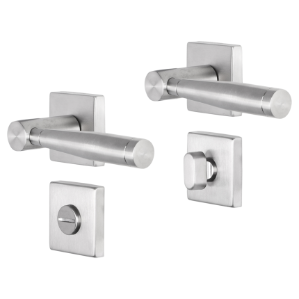 Impresso Retford deurkruk op rozet 53x53x9mm RVS geborsteld met toiletgarnituur