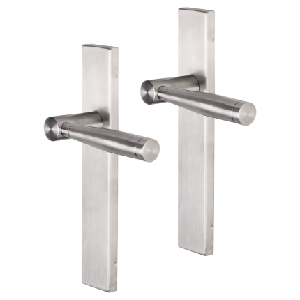 Impresso Retford deurkruk op schild rechthoekig 226x41x10mm RVS geborsteld