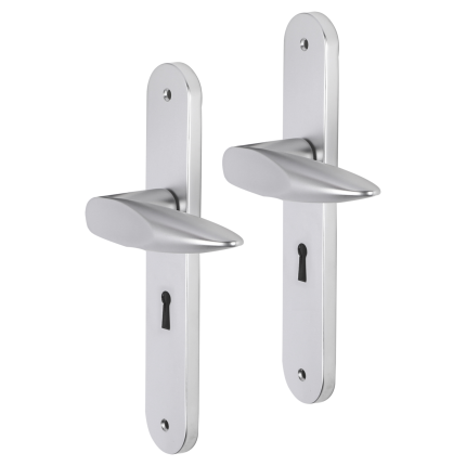 Impresso Sutton deurkruk op schild met schroeven afgerond 225x41x10mm BB56 Aluminium