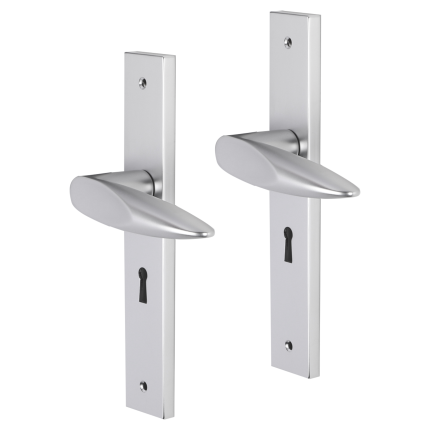 Impresso Sutton deurkruk op schild met schroeven rechthoekig 226x41x10mm BB56 Aluminium