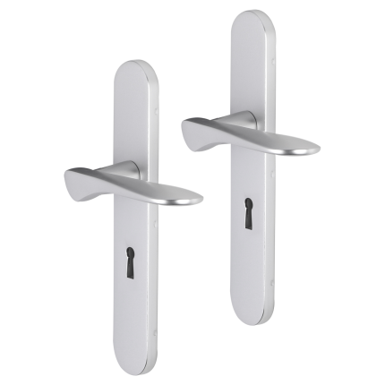 Impresso Watford deurkruk op schild afgerond 225x41x10mm BB56 Aluminium