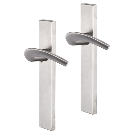 Impresso Watton deurkruk op schild rechthoekig 226x41x10mm blind RVS geborsteld