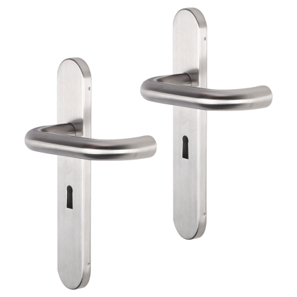 Impresso Wigan deurkruk op schild afgerond 225x41x10mm BB56 RVS geborsteld