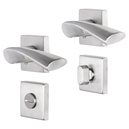 Impresso Wigston deurkruk op rozet 53x53x9mm RVS geborsteld met toiletgarnituur