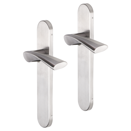 Impresso Wigston deurkruk op schild afgerond 225x41x10mm RVS geborsteld