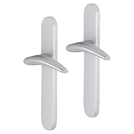 Impresso Windsor deurkruk op schild afgerond 225x41x10mm blind Aluminium