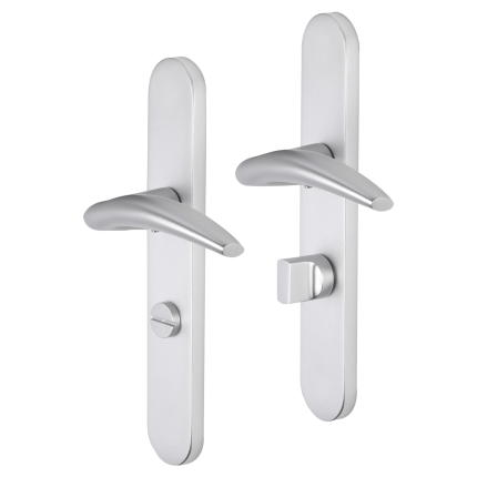 Impresso Windsor deurkruk op schild afgerond 225x41x10mm WC63/8 Aluminium