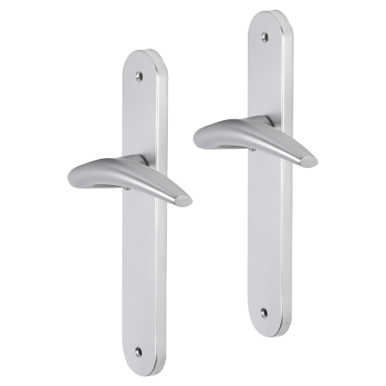 Impresso Windsor deurkruk op schild met schroeven afgerond 225x41x10mm blind Aluminium