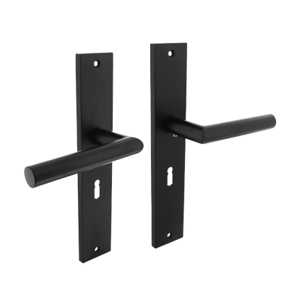 Intersteel deurkruk Bastian op schild rechthoekig 245x45mm BB56 zwart