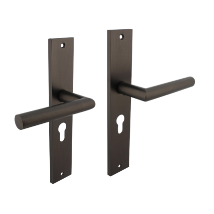 Intersteel deurkruk Bastian op schild rechthoekig 245x45mm PC55 antr.grijs