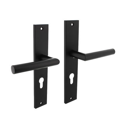 Intersteel deurkruk Bastian op schild rechthoekig 245x45mm PC72 zwart