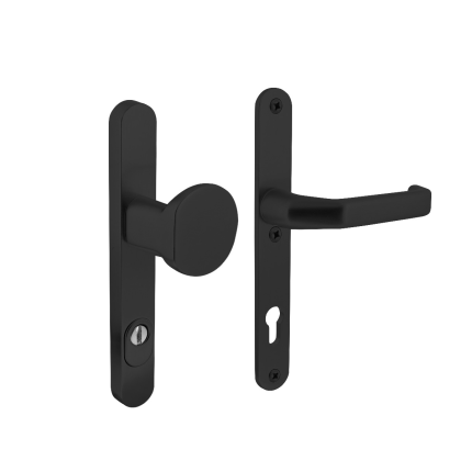 Intersteel veiligheidsbeslag smal greep/kruk ovaal PC92 SKG*** met kerntrek zwart