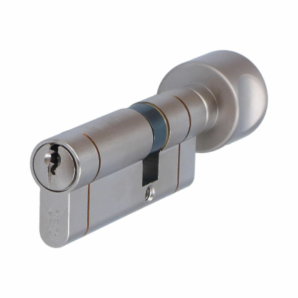 Iseo F6 Extra S veiligheidsprofielcilinder - Messing mat vernikkeld knop cilinder 30/50