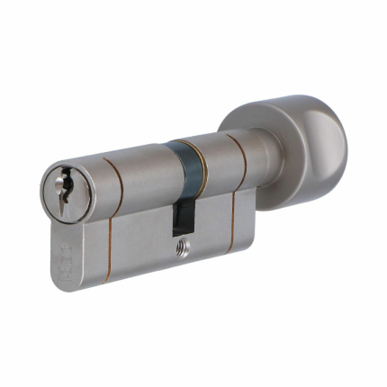 Iseo F6 Extra S veiligheidsprofielcilinder - Messing mat vernikkeld knop cilinder 35/45