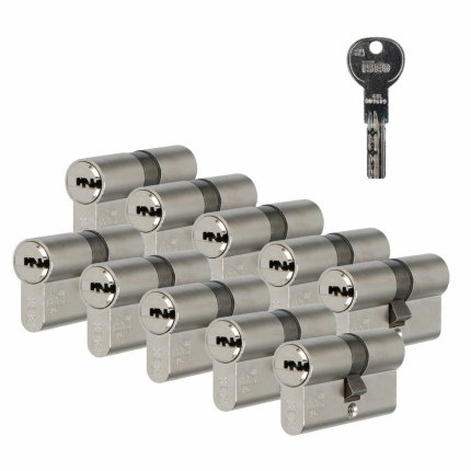 Iseo R6 veiligheidsprofielcilinder SKG**- Messing mat vernikkeld dubbele cilinder 30/30 - set van 10