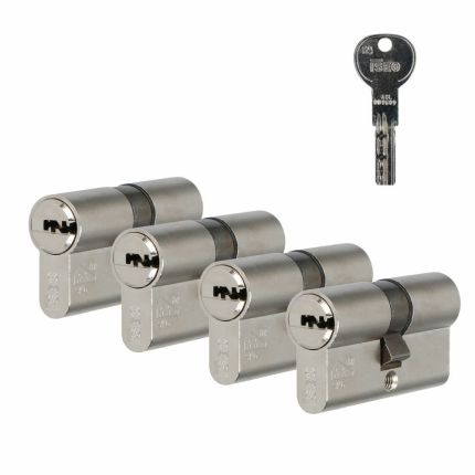 Iseo R6 veiligheidsprofielcilinder SKG**- Messing mat vernikkeld dubbele cilinder 30/30 - set van 4
