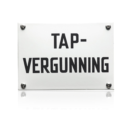 KNH-23 emaille naambordje 'Tapvergunning'