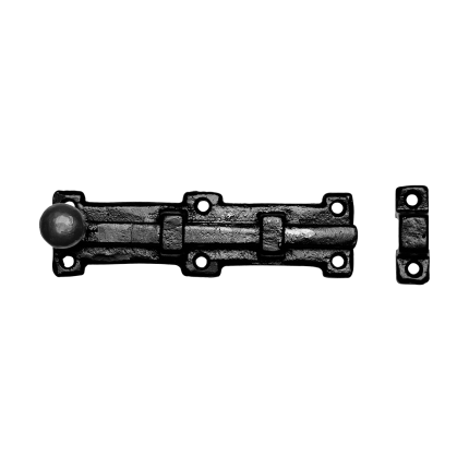 KP1155 deurschuif met knop 152x45mm smeedijzer zwart