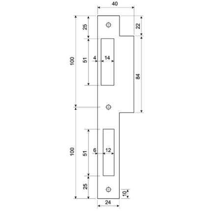 Mauer 432 sluitplaat t.b.v. dag en nacht slot, rechthoekig RVS, DIN LS