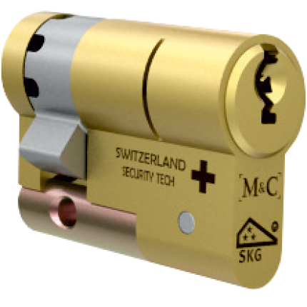 M&C Matrix antikerntrek halve veiligheidscilinder, messing