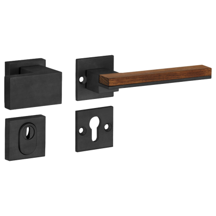 M&T knop- en krukgarnituur knop rechts PC met kerntrek SKG*** Mimolimit, mat zwart PVD/teak