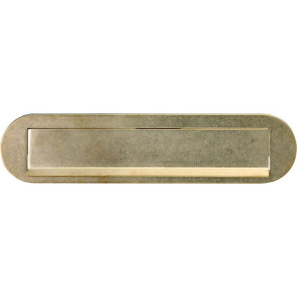 Mi Satori briefplaat ovaal 330x80x10mm messing getrommeld