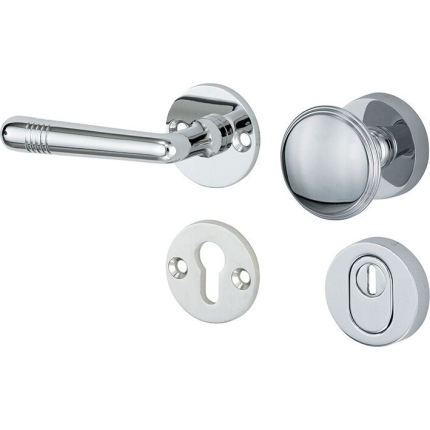 Mi Satori knop/kruk op rozet - SKG Art-Deco glans chroom links