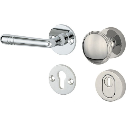 Mi Satori knop/kruk op rozet - SKG Art-Deco glans nikkel / glans chroom 