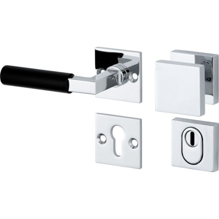 Mi Satori knop/kruk op rozet - SKG Bauhaus ebben glans chroom