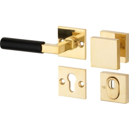 Mi Satori knop/kruk op rozet - SKG Bauhaus ebben messing ongelakt links