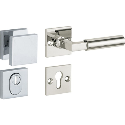 Mi Satori knop/kruk op rozet - SKG Bauhaus glans nikkel / glans chroom rechts