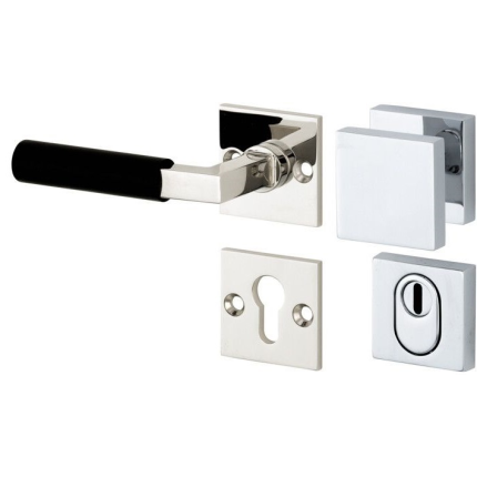 Mi Satori knop/kruk op rozet - SKG Bauhaus glans nikkel / glans chroom-zwart