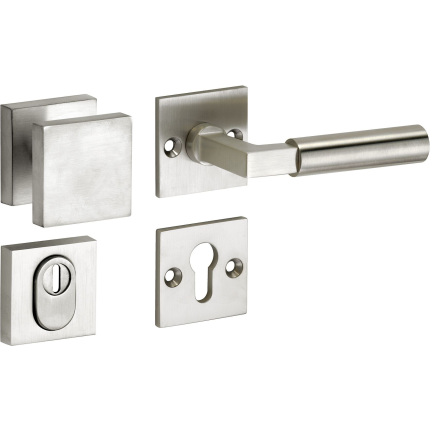 Mi Satori knop/kruk op rozet - SKG Bauhaus mat nikkel / mat nikkel PVD rechts