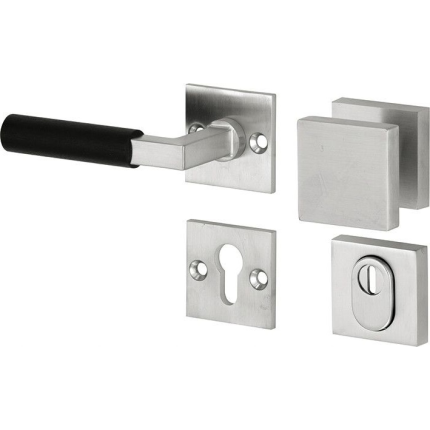 Mi Satori knop/kruk op rozet - SKG Bauhaus mat nikkel / mat nikkel zwart PVD links