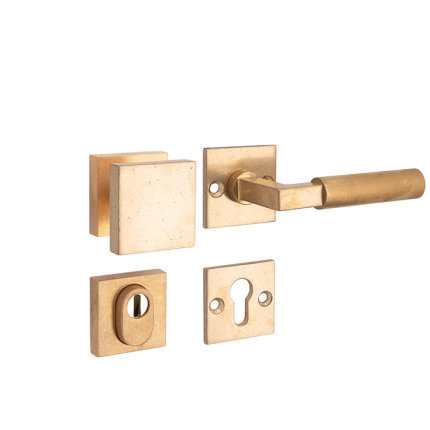 Mi Satori knop/kruk op rozet - SKG Bauhaus messing antiek rechts