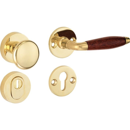 Mi Satori knop/kruk op rozet - SKG Bonton bubinga messing ongelakt rechts