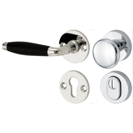 Mi Satori knop/kruk op rozet - SKG Bonton ebben glans nikkel / glans chroom links