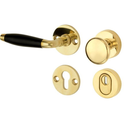 Mi Satori knop/kruk op rozet - SKG Bonton ebben messing ongelakt links