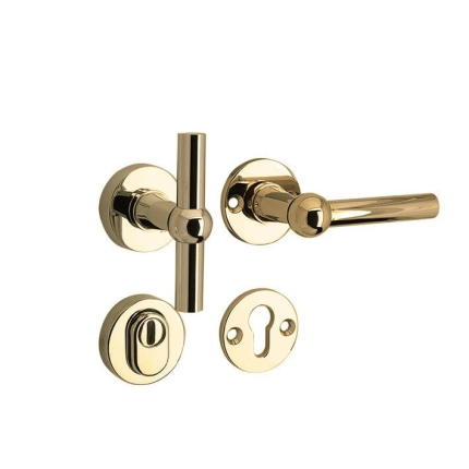 Mi Satori knop/kruk op rozet - SKG Chemin de Fer messing ongelakt rechts