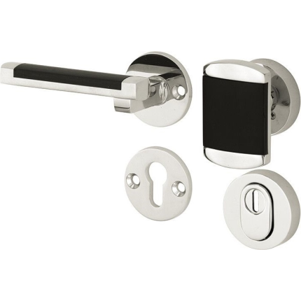 Mi Satori knop/kruk op rozet - SKG Dual glans nikkel / glans chroom links