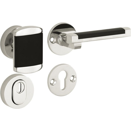 Mi Satori knop/kruk op rozet - SKG Dual glans nikkel / glans chroom rechts