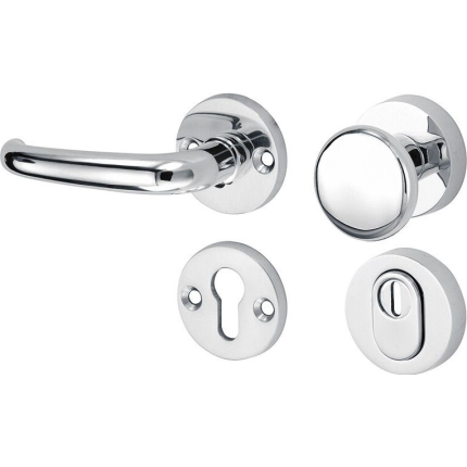Mi Satori knop/kruk op rozet - SKG Halfsabel glans chroom links